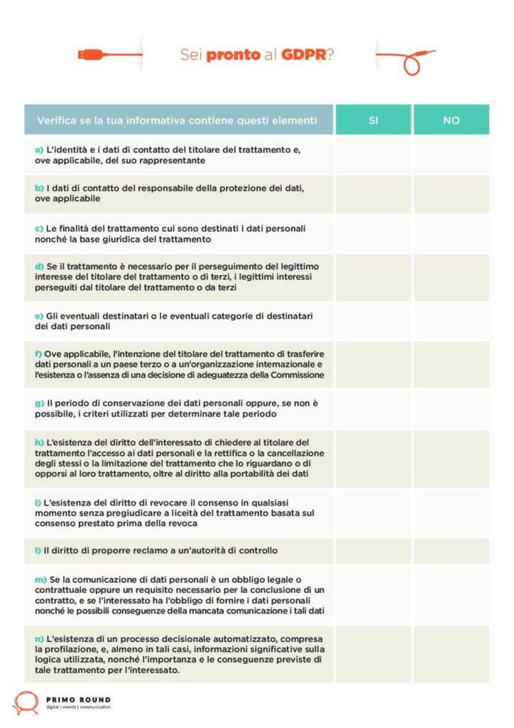 Checklist GDPR per eventi — anteprima del PDF